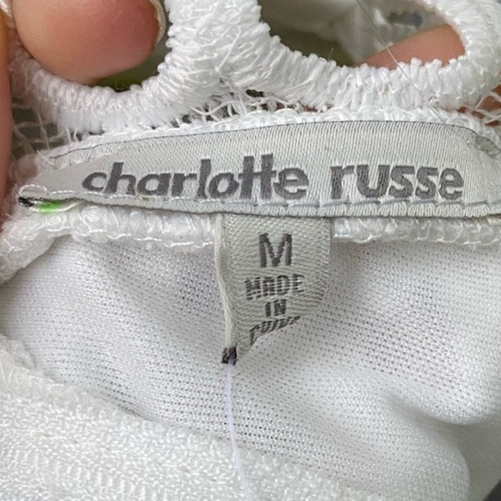 New Charlotte Russe Womens Medium White Floral Lace Embroidered Bodycon Dress