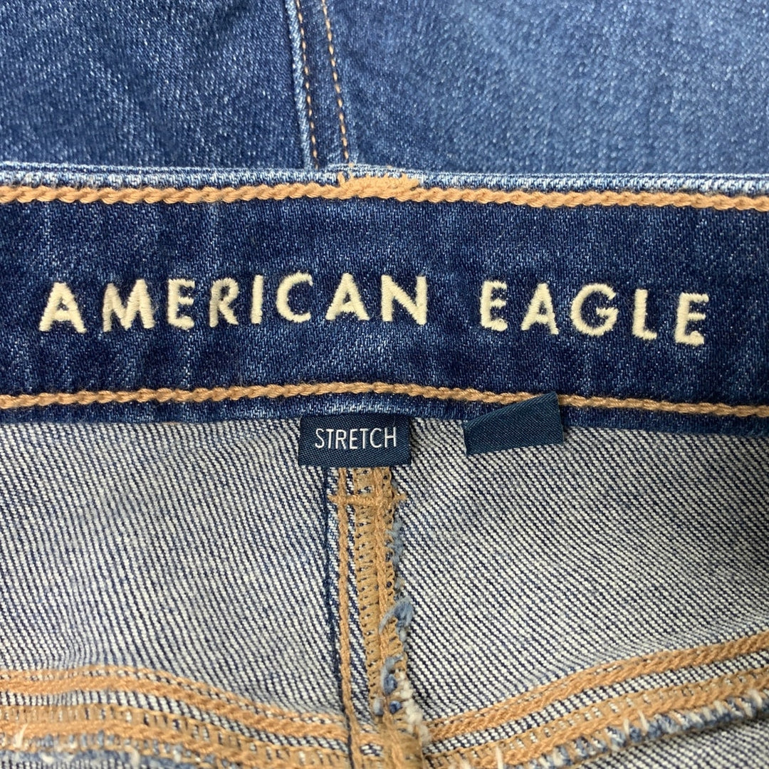 New American Eagle Womens Size 4 Long Cotton Blend Stretch Denim Blue Mom Jeans