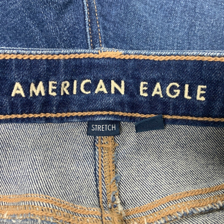 New American Eagle Womens Size 4 Long Cotton Blend Stretch Denim Blue Mom Jeans
