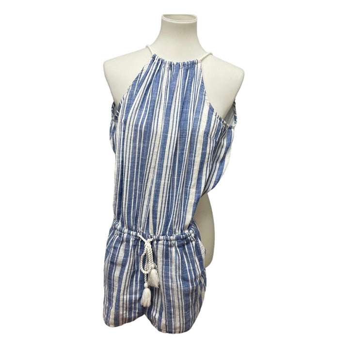Vineyard Vines Womens Size 2 Rope Neck Cotton Linen Blend Sleeveless Romper