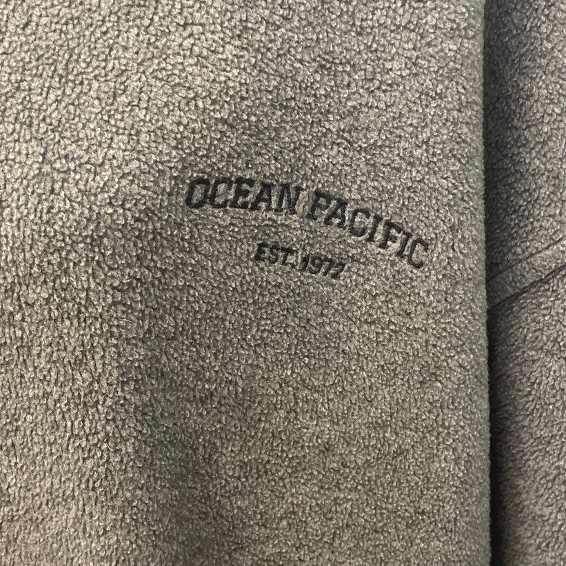 Ocean Pacific Mens 2XT Gray PolyRayon Long Sleeve Quarter Zip Fleece Pullover
