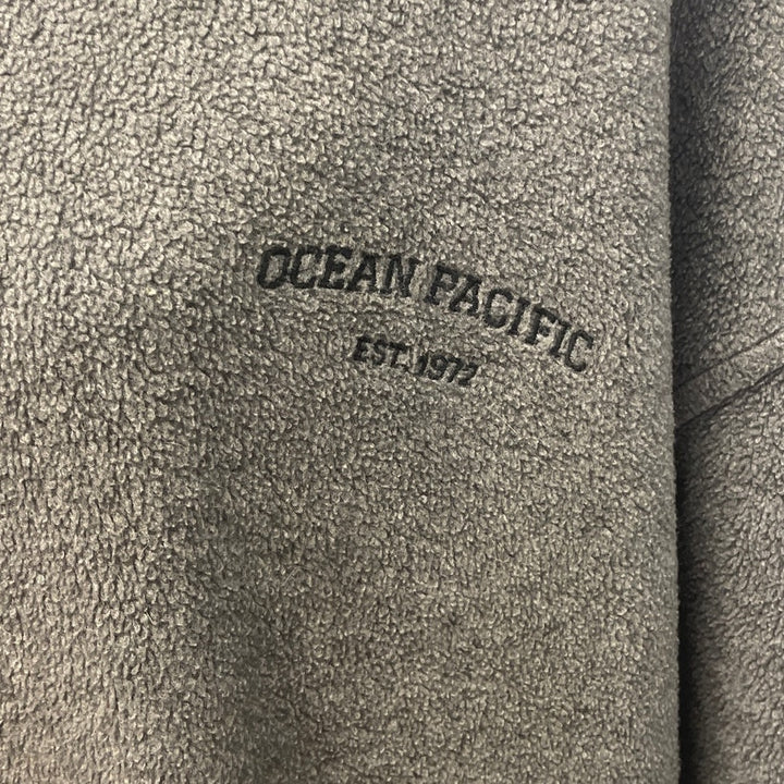 Ocean Pacific Mens 2XT Gray PolyRayon Long Sleeve Quarter Zip Fleece Pullover