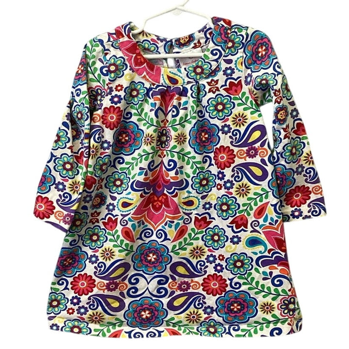 Hanna Andersson Girls Size 4 (100) Long Sleeve Floral 100% Cotton Dress