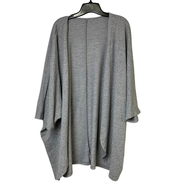 Shein Womens 1XL Gray Heathered Short Sleeve Open Front Cardigan Sweater