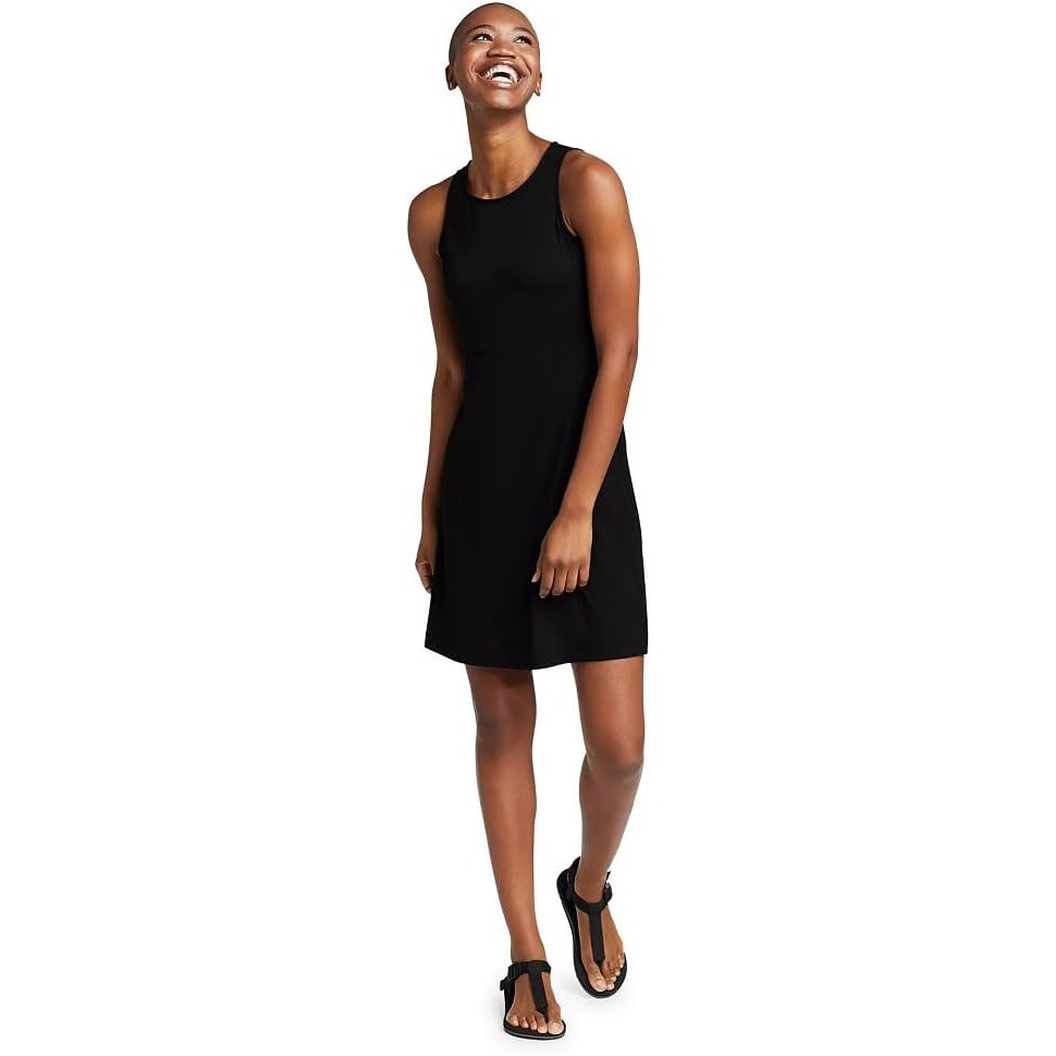 New Eddie Bauer Womens XS Black Sleeveless UPF 50+ Aster Empire Pull On Dress