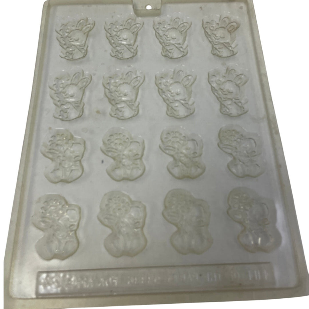 Set of 5 Plastic Easter Bunny Chick Egg Lamb Candy Mold 10" by 8" Trays