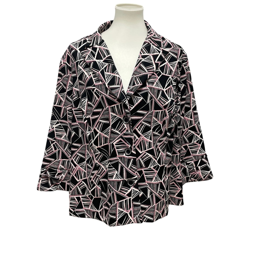 Dress Barn Woman Size 14/16 Button Up Geometric Long Sleeve Suit Blazer Jacket