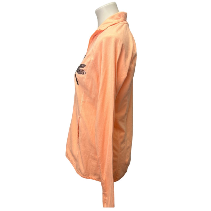 Hand Printed Upcycled Womens Medium Dragonfly Full Zip Lightweight Jacket