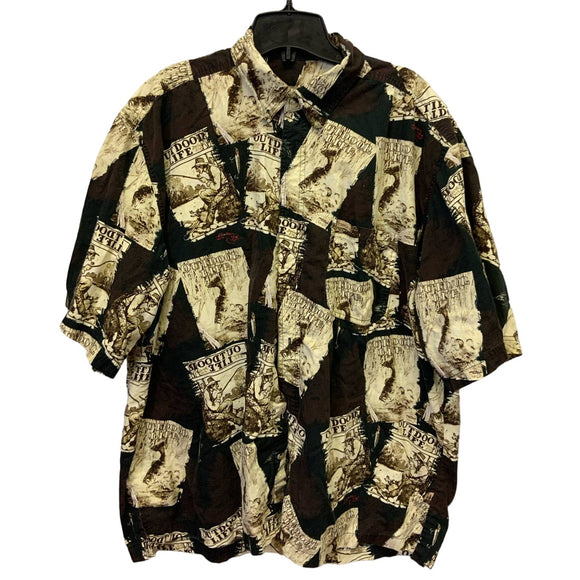 Outdoor Life Mens XL Short Sleeve Fishing Fisherman Cotton Button Down Shirt