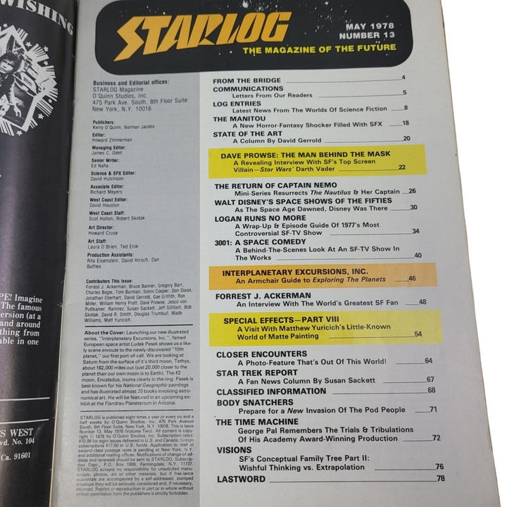 Vintage May 1978 Starlog The Magazine of the Future Number 13 Solar System Art
