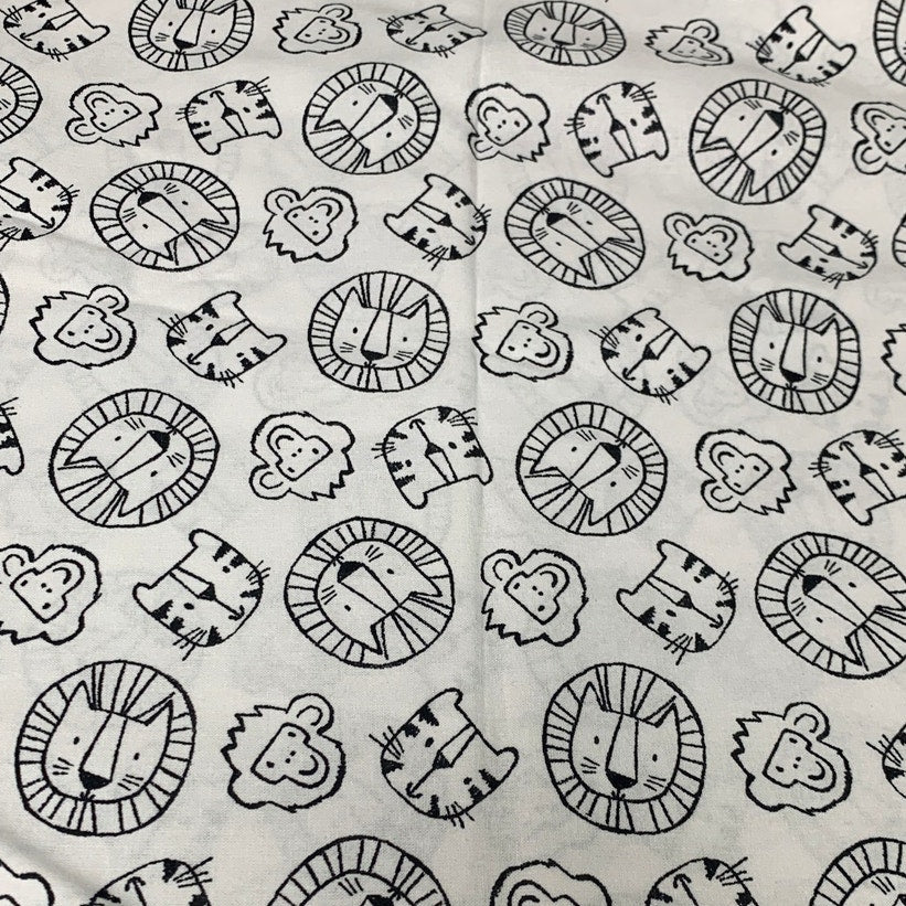 3.5 Yds Fabric Traditions Zoo Tiger Lion Monkey Animal Cotton Quilting Fabric