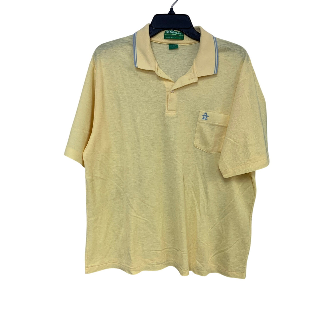 2 Vintage Grand Slam Players Mens XL Short Sleeve Striped Solid Polo Shirts