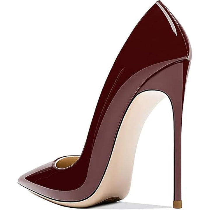Qunvngutui Womens Size 11 Wine Red 5" High Heel Pointed Toe Stiletto Pumps Shoes