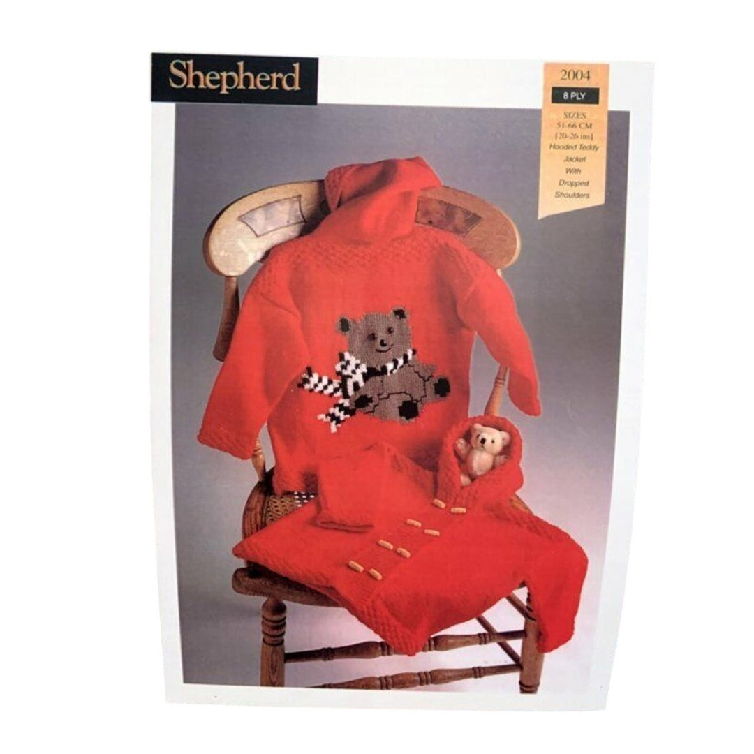 New Shepherd 2004 Hooded Teddy Jacket Drop Shoulder Sweater Knitting Pattern