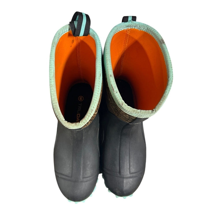 Trudave Womens Size 9 Green Camo Rubber Boots Mid Calf Round Toe Shoes