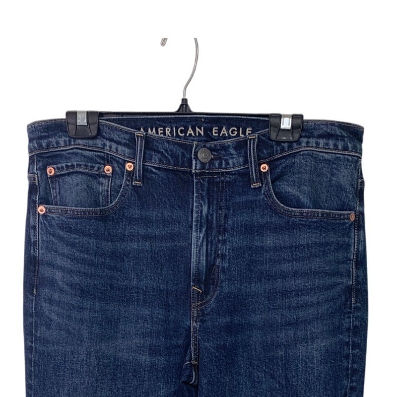New American Eagle Womens 32X32 Cotton Blend Relaxed Straight Denim Blue Jeans