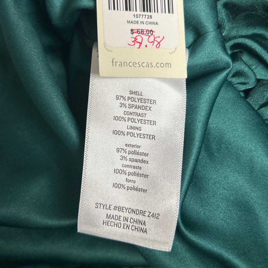 New Francescas Womens Small Emerald Green Jacquard Strappy Mini Bubble Dress