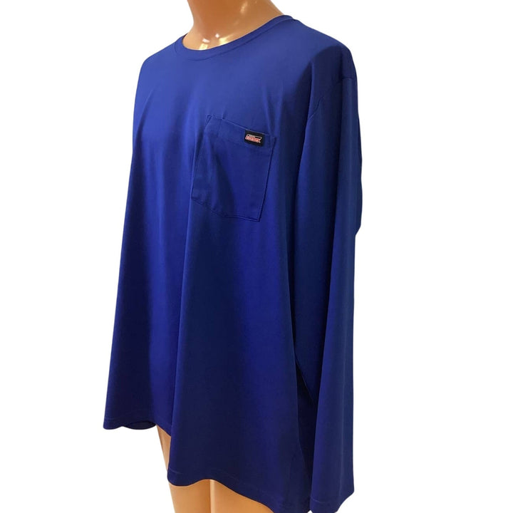 Dickies Mens 3XL Royal Blue Long Sleeve Polyester Crew Neck Tee Shirt w Pocket
