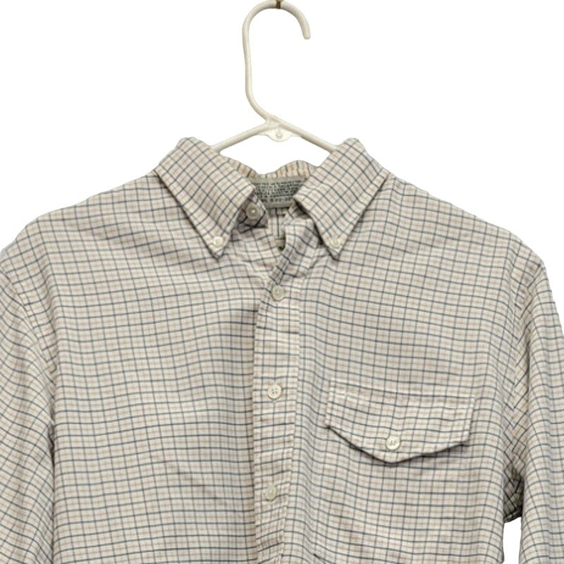 L L Bean Mens Medium PolyCotton Plaid Long Sleeve Button Up Shirt w Front Pocket