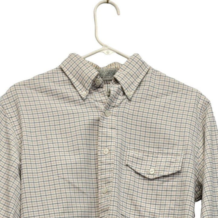 L L Bean Mens Medium PolyCotton Plaid Long Sleeve Button Up Shirt w Front Pocket