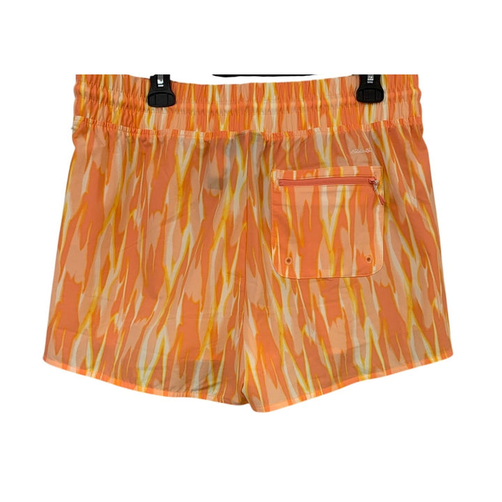 New Eddie Bauer Womens Large Orange Tidal 3" Inseam Print Mango Elastic Shorts