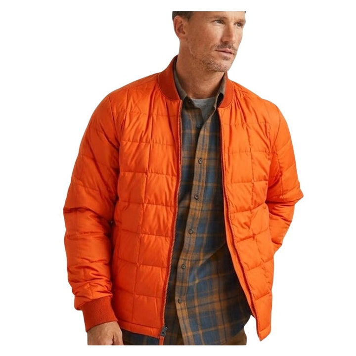 New Eddie Bauer Mens Medium Orange 650 FP Shaw Down Full Zip Bomber Jacket
