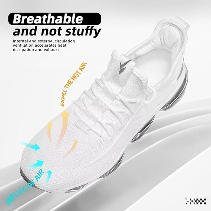 Pozvnn Mens Size 11.5 White Sneakers Lace Up Low Top Athletic Running Shoes