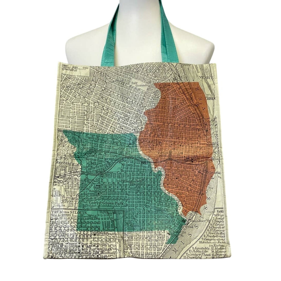 Lot of 2 River City St Louis Missouri Illinois State Map Shopping Tote Bags