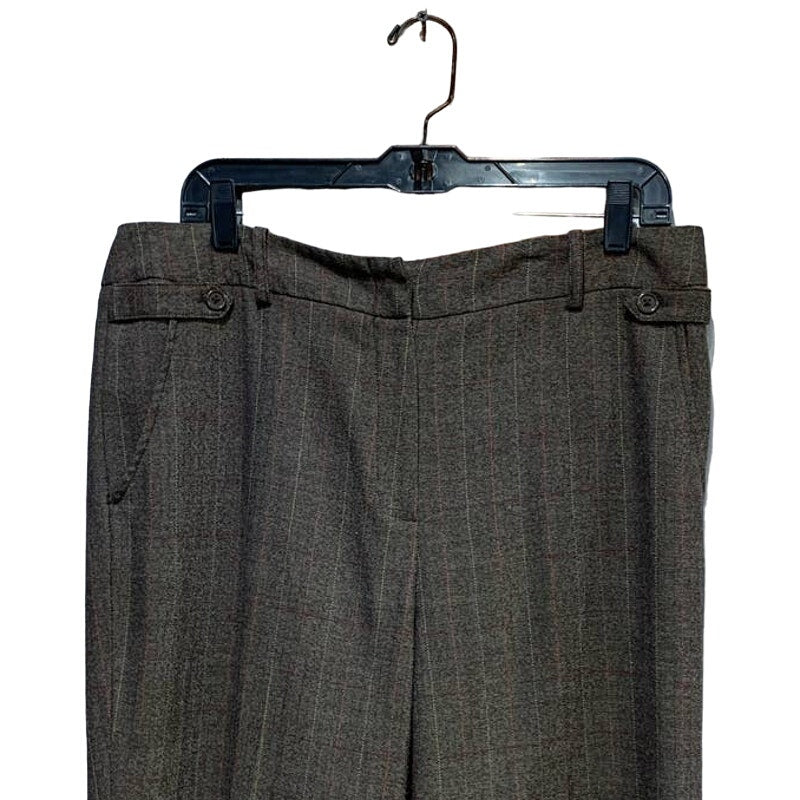 Larry Levine Stretch Size 16 Brown Pink Pinstripe Plaid PolyBlend Career Pants