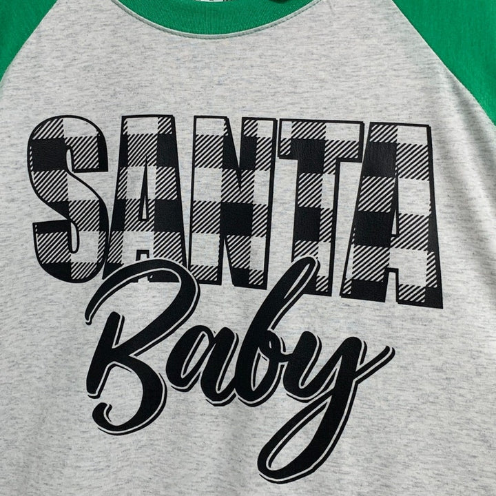 New Hand Printed Womens 3XL Santa Baby Holiday Long Sleeve Crew Neck Tee Shirt