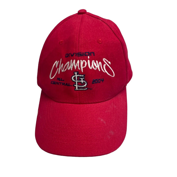 Vintage 2004 St Louis Cardinals NL Central Division Champs Mens Hook &amp; Loop Hat
