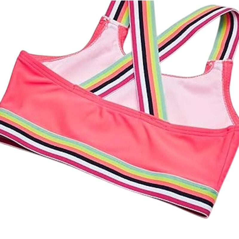 NWT New Kanu Surf Girls Size 14 Hot Pink Striped Athletic Bikini Top ONLY