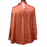 New Belldini 1X Orange Ginger Spice Button Down Long Sleeve Back Pleated Blouse