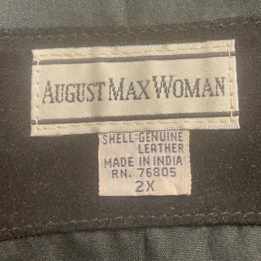 August Max Woman 2X Sleeveless Genuine Leather Lined Button Up Vest
