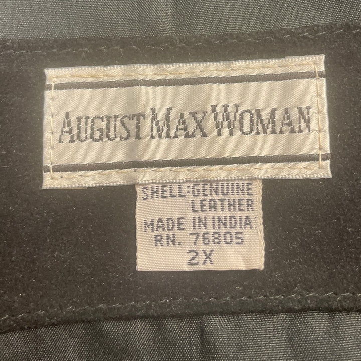 August Max Woman 2X Sleeveless Genuine Leather Lined Button Up Vest