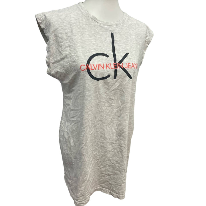 Calvin Klein Jeans Mens Large Gray Sleeveless Cotton Blend Tee Shirt Tank Top