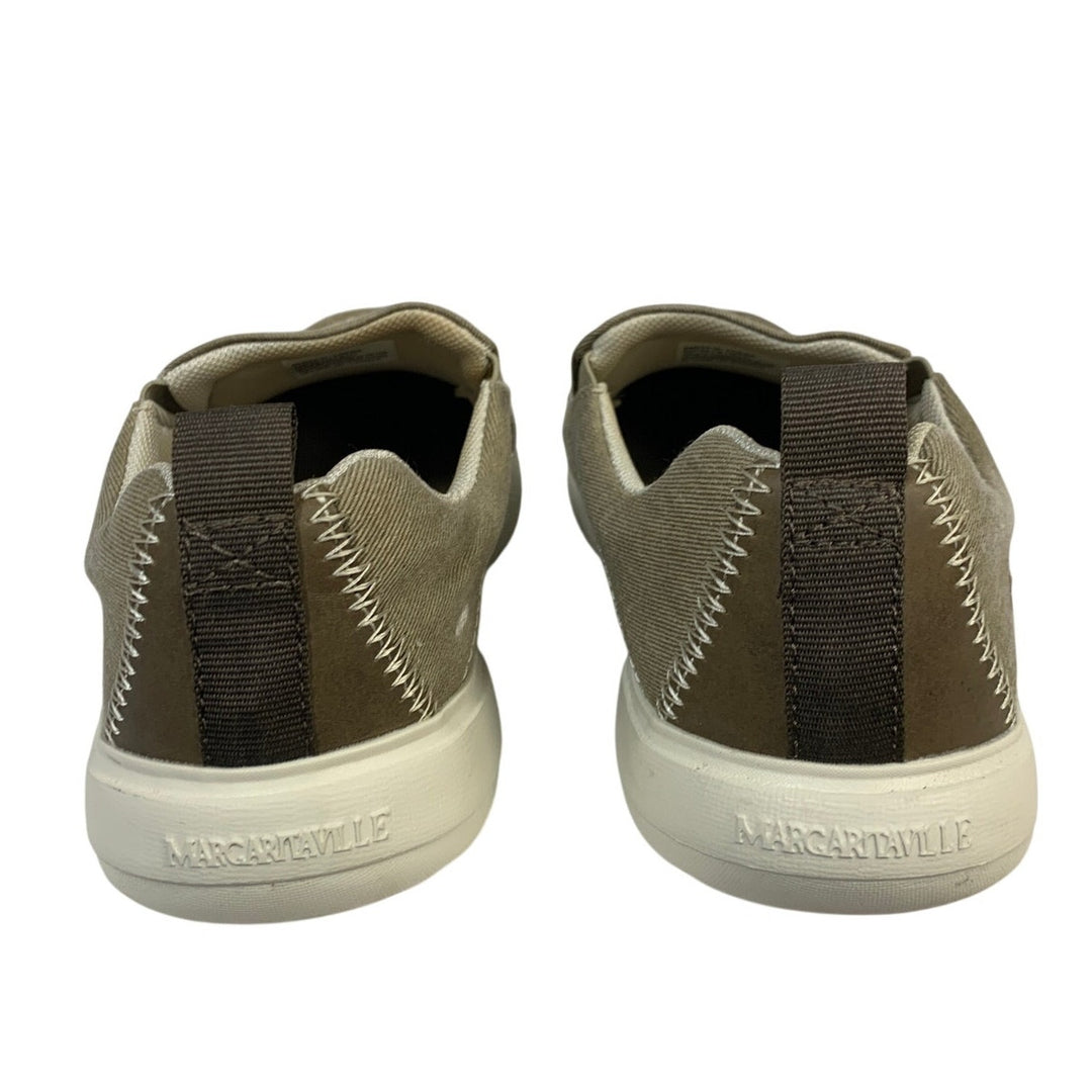 Margaritaville Mens Size 9 Beige Canvas Slip On Round Toe Low Top Boat Shoes