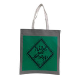 New Upcycled Hand Printed Rise and Pray Luke 22:46 Bible Quote Shopper Tote Bag
