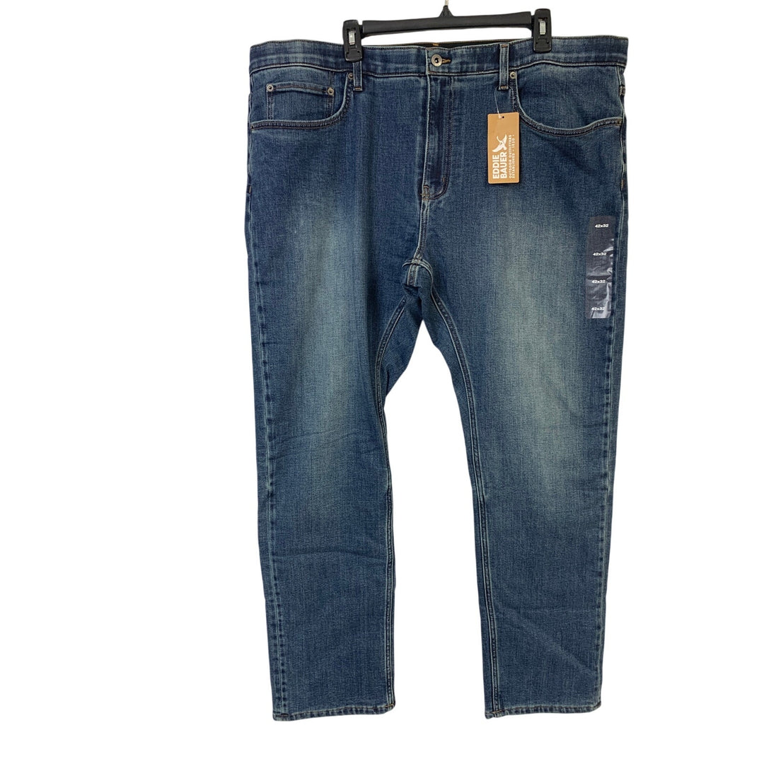 New Eddie Bauer Mens Voyager Flex Fleece Lined Straight Fit Medium Indigo Jeans