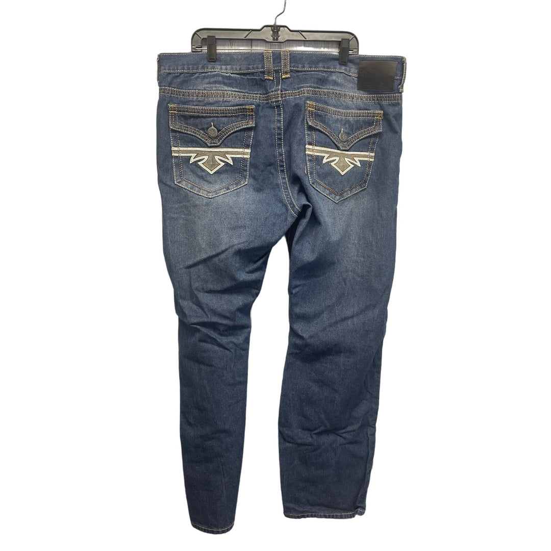 Extreme Couture Mens Size 40 Whiskered PolyCotton Stretch Denim Blue Jeans