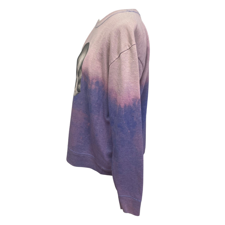 Upcycled Hand Printed Womens XL Human Skull Goth Bones Tie Dye Sweatshirt