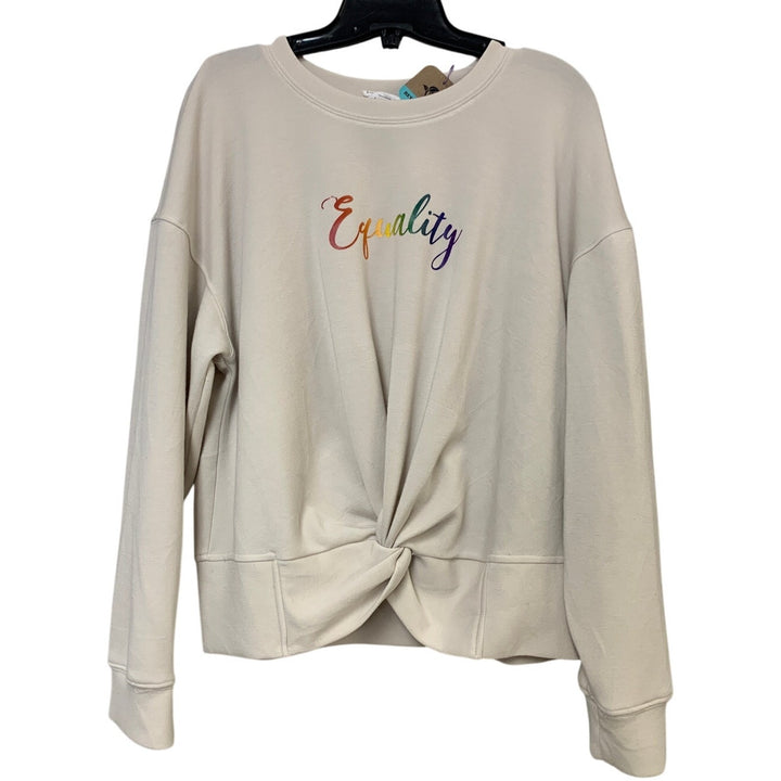 Upcycled Hand Printed Womens Large Rainbow Equality Long Sleeve Sweatshirt