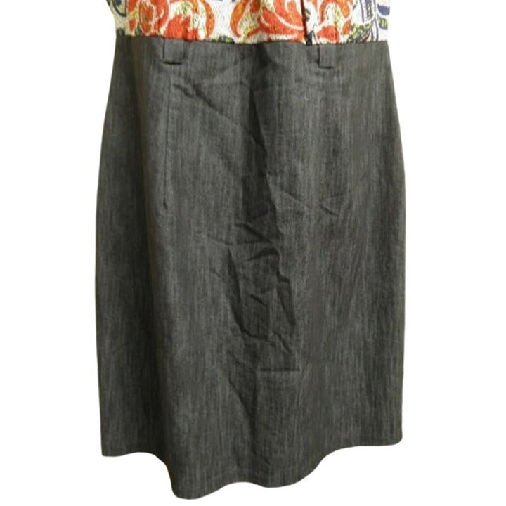 Alyx Womens Size 12 Paisley Print Flutter Sleeve Denim A-Line Knee Length Dress