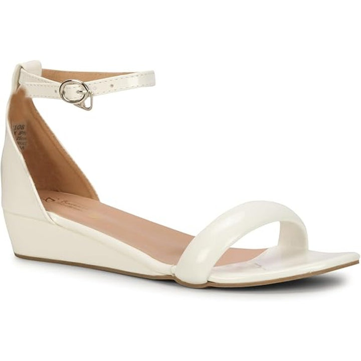 Anita Sarees Womens Size 6.5 White Ankle Strap Low Wedge Heel Open Toe Sandals