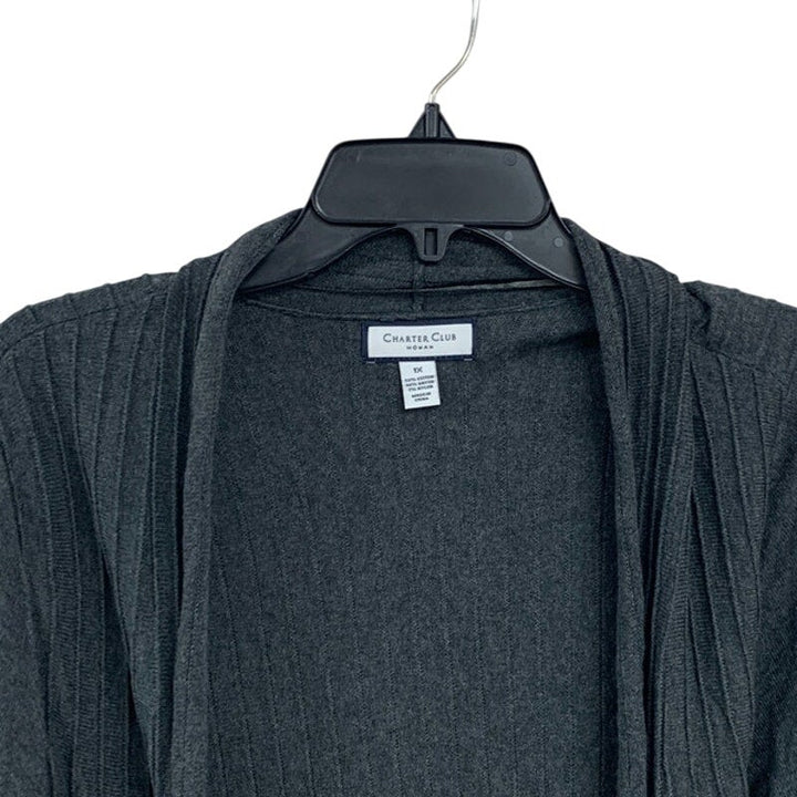 NWT New Charter Club Womens 1X Long Sleeve Knit  Open Front Cardigan Sweater