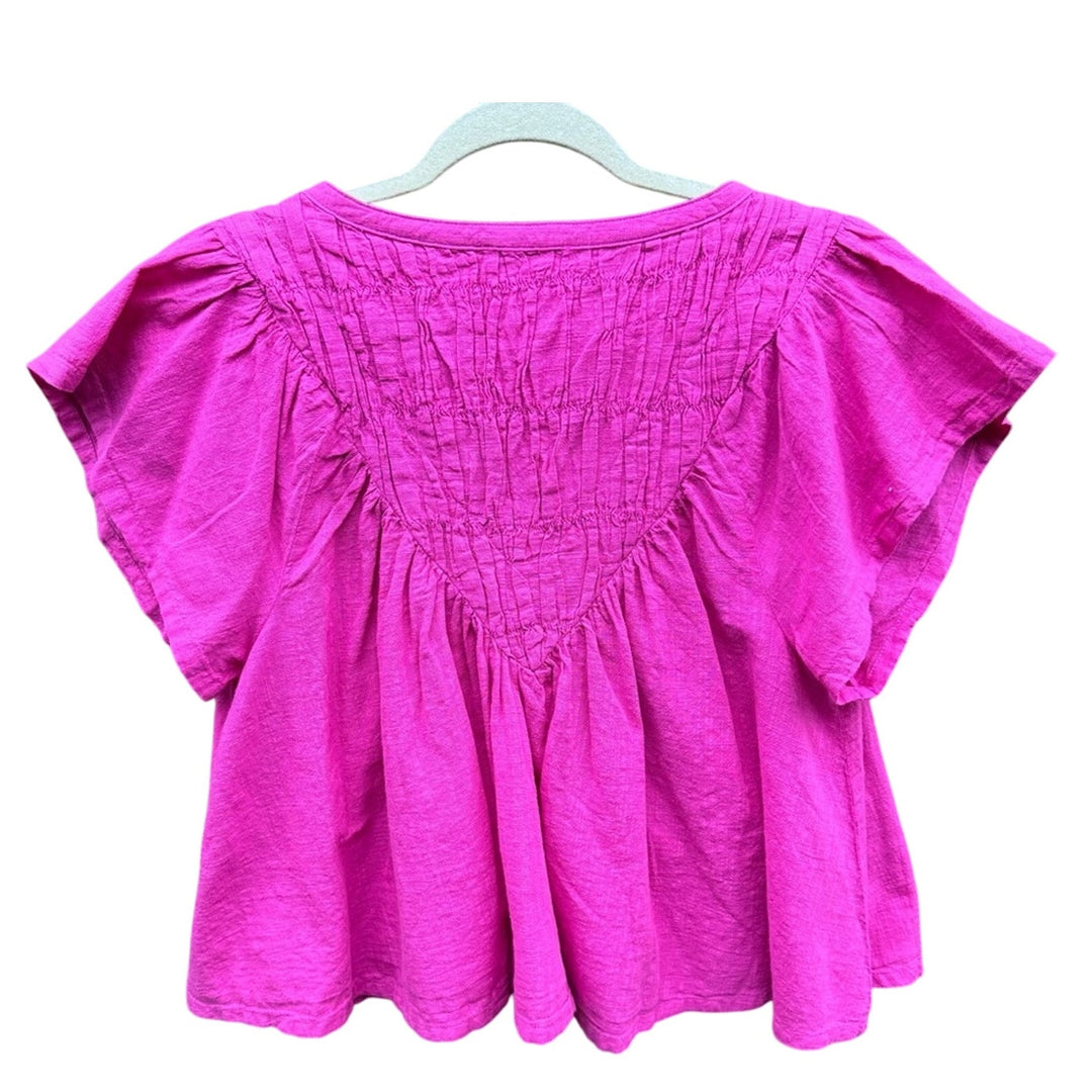 NWT New Steve Madden Womens Large 100% Cotton Short Sleeve V Neck Blouse