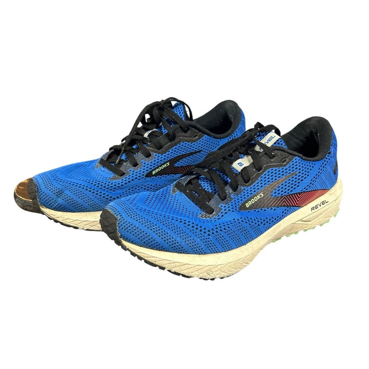 Brooks Revel Mens 10 Blue Black Mesh Lace Up Athletic Sneaker Shoes Good Cond