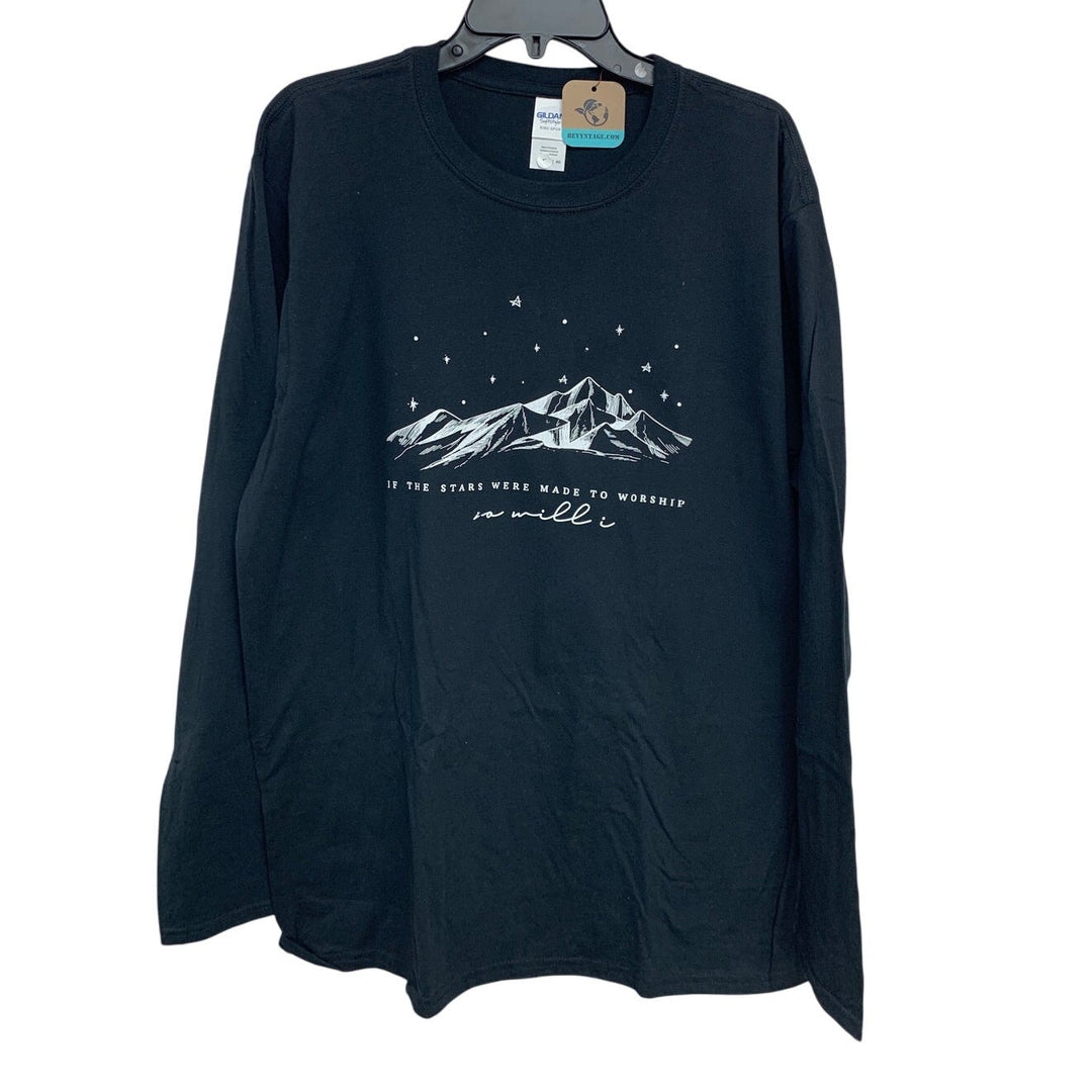 New Handprinted Womens XL If The Stars Were Made To Worship So Will I Tee Shirt