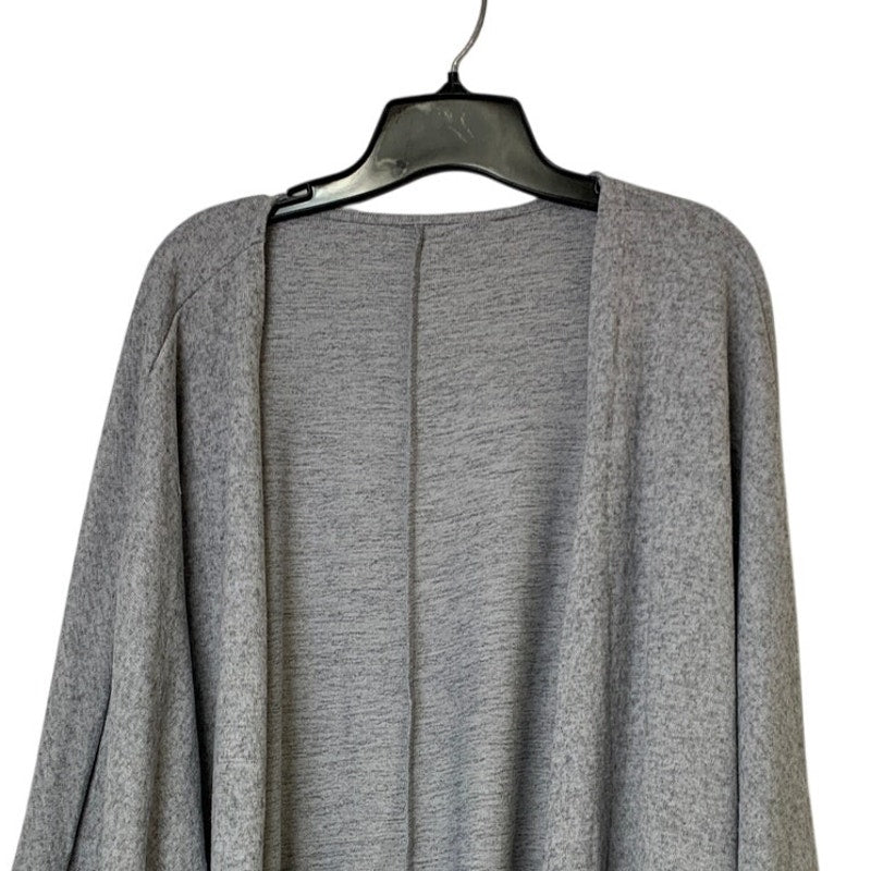 Shein Womens 1XL Gray Heathered Short Sleeve Open Front Cardigan Sweater