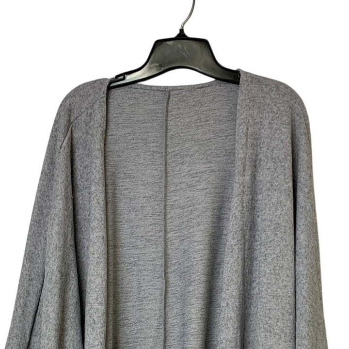 Shein Womens 1XL Gray Heathered Short Sleeve Open Front Cardigan Sweater